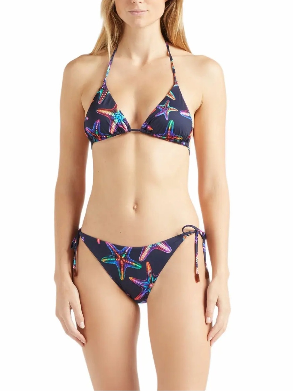 Vilebrequin Navy Triangle Bikini with Multicolor Starfish